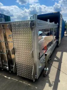 ICON Auto Vault being prepared for international freight handling by International Export Packers